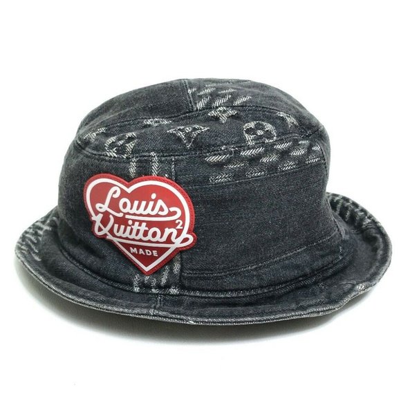 AUTH LOUIS VUITTON Bonnet Denim LV MADE HUMANMADE NIGO Hat cotton Black White - Picture 1 of 7